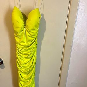 lime green ruched dress! ordered from oh polly.